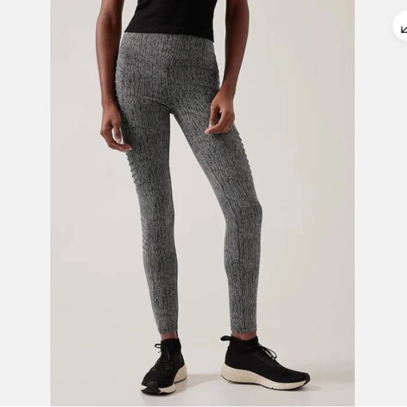 Athleta Delancey Textured Moto Leggings Braiden Black Fitted Pants XL - Picture 2 of 6